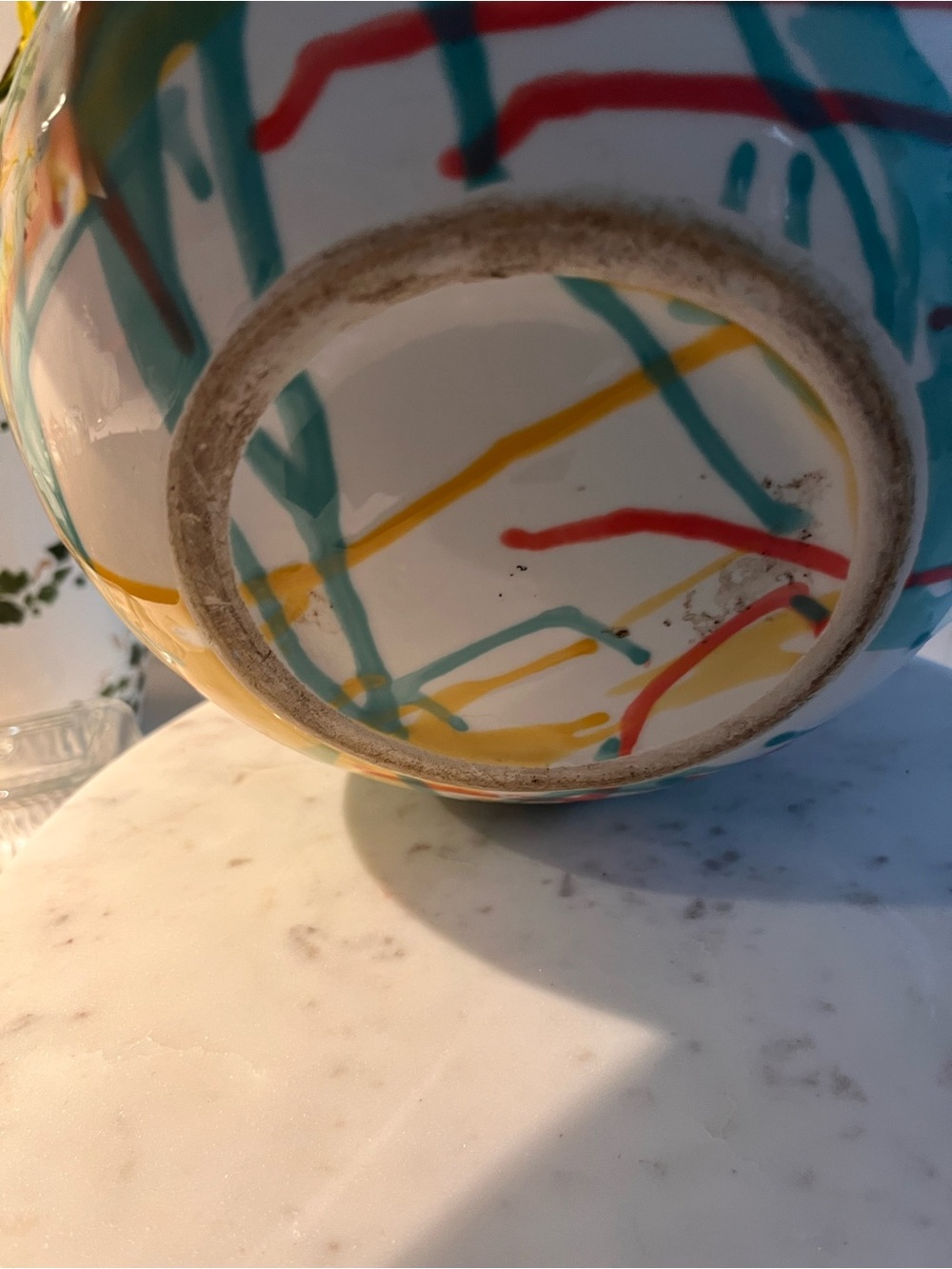 Hand-Painted Ceramic Planter - Multi-Color - Picture 4 of 4